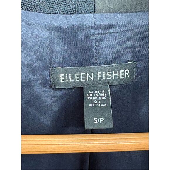 Eileen Fisher Blazer Jacket Open‎ Women Size Small Black 3/4 Sleeve - Picture 3 of 9